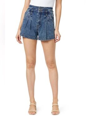 Habitual High Waist Pleat Front Denim Shorts